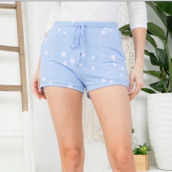Blue Star Print Lounge Shorts - Picture 5 of 6